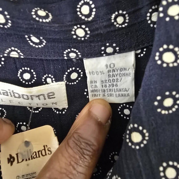 Vintage Liz Claiborne Dress Mixed Ptint Women Button Up Cottagecore Deadstock - Picture 7 of 16